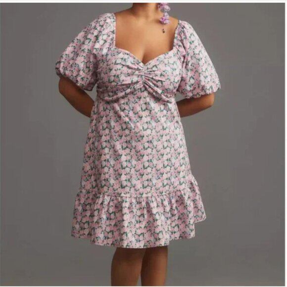 Anthropologie Pink Ruffled Tie Front Sundress - Picture 1 of 10